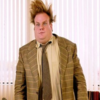 Chris Farley with hair standing straight up